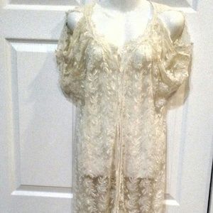 Beach cover up Lace, Beige
